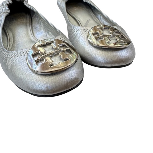 Tory Burch Leather Silver Metallic Ballet Flat Size 6.5 - Picture 10 of 13